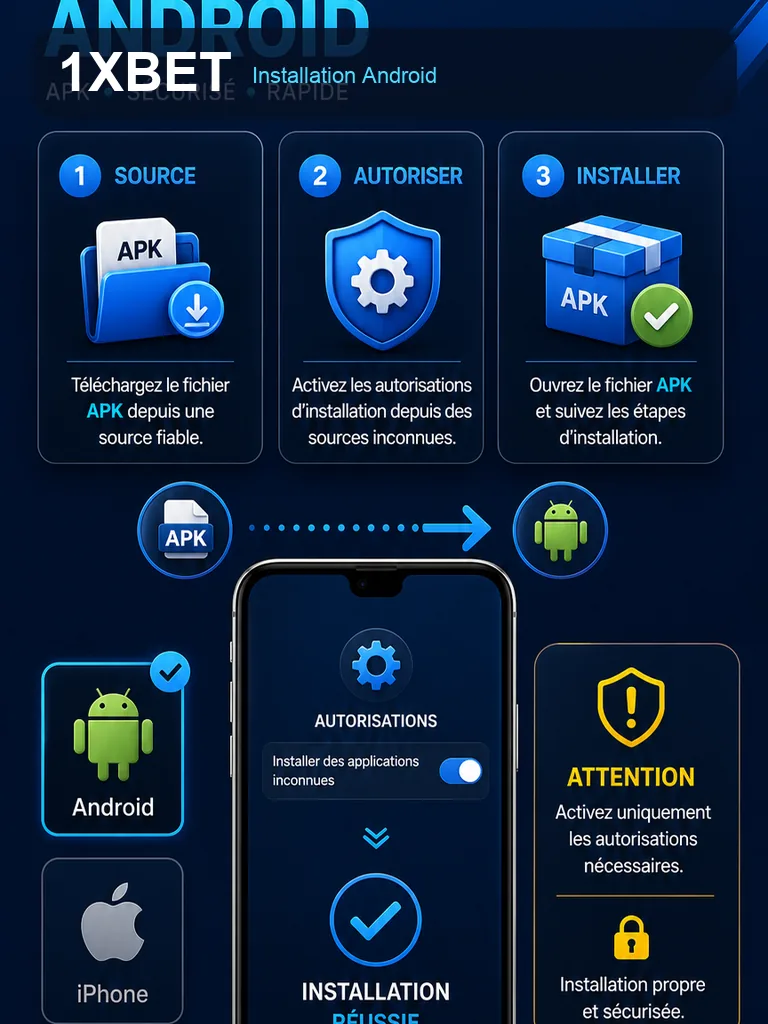 Infographie 1xBet APK - Installation Android