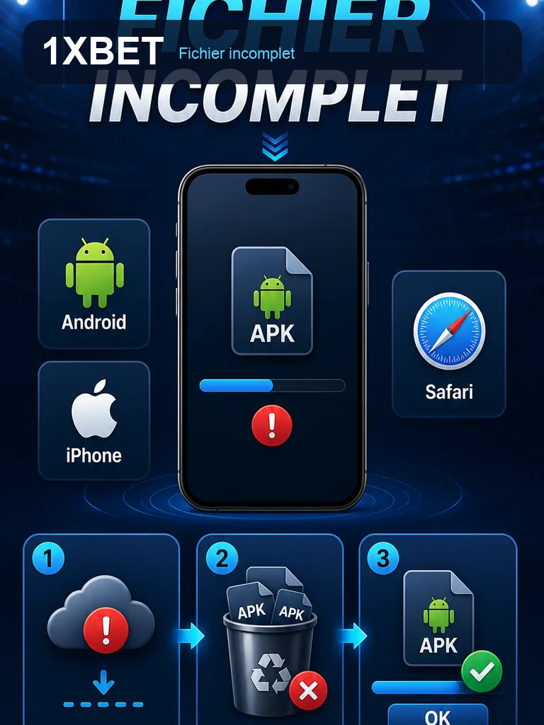 Infographie 1xBet APK - Fichier incomplet