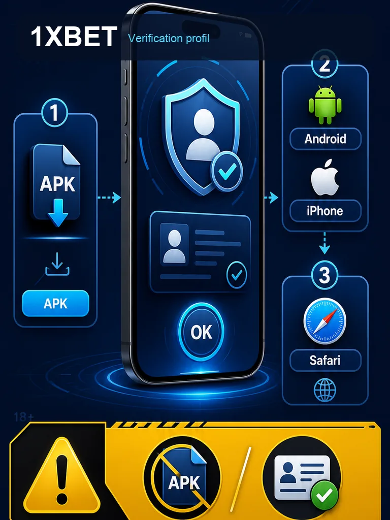 Infographie 1xBet APK - Verification profil