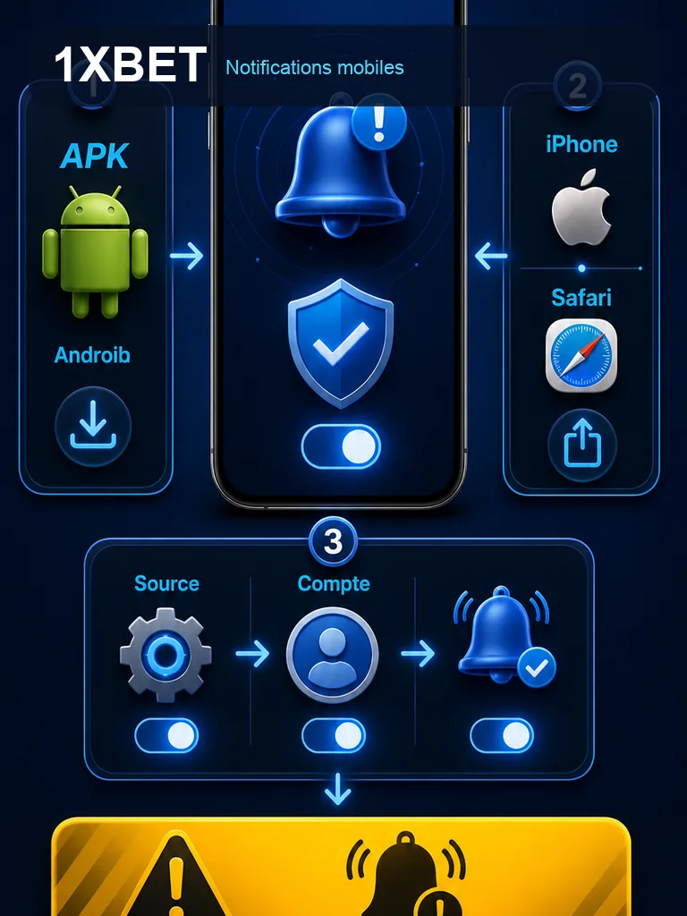 Infographie 1xBet APK - Notifications mobiles