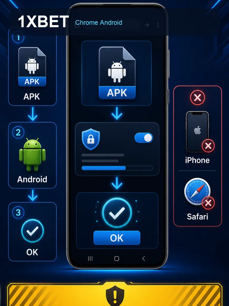 Infographie 1xBet APK - Chrome Android — 1xBet APK : comprendre avant l’installation