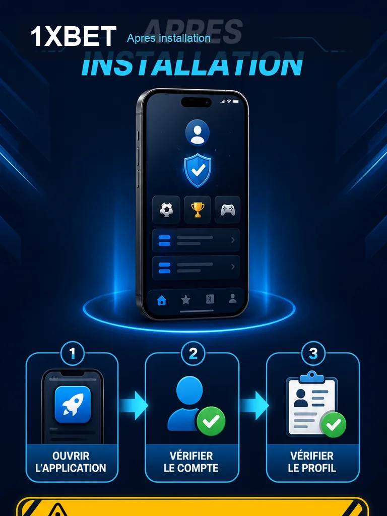 Infographie 1xBet APK - Apres installation