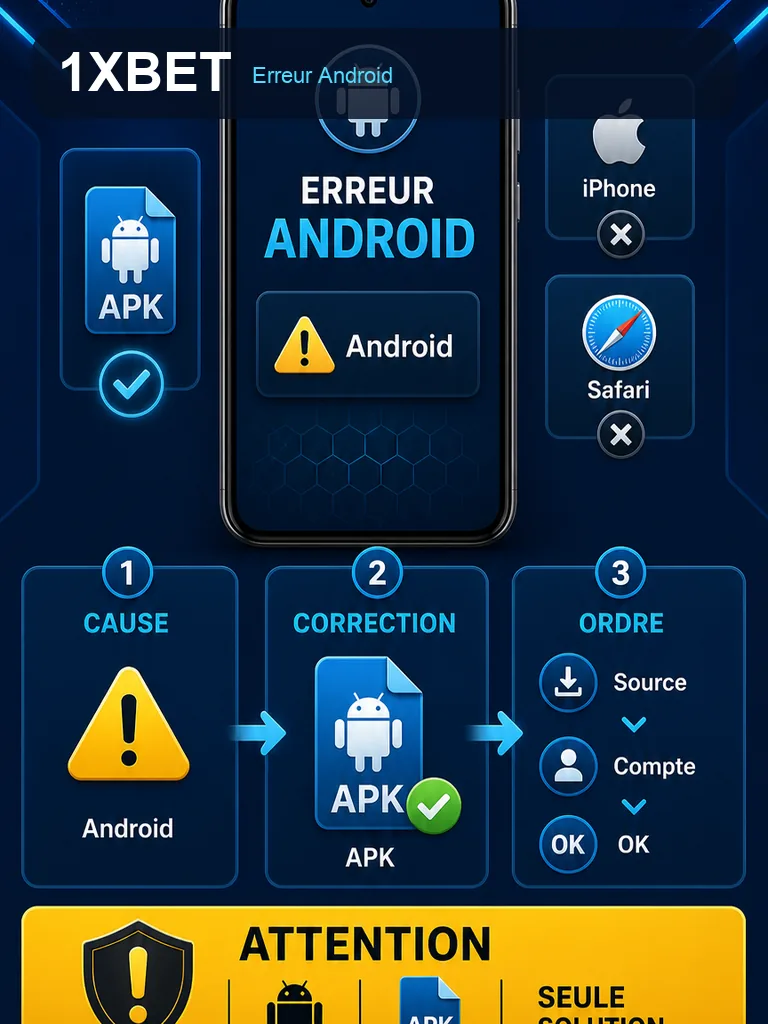 Infographie 1xBet APK - Erreur Android