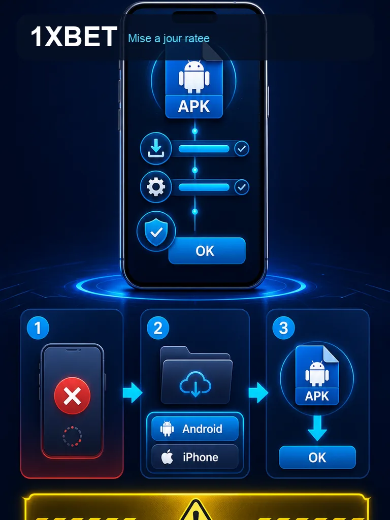 Infographie 1xBet APK - Mise a jour ratee
