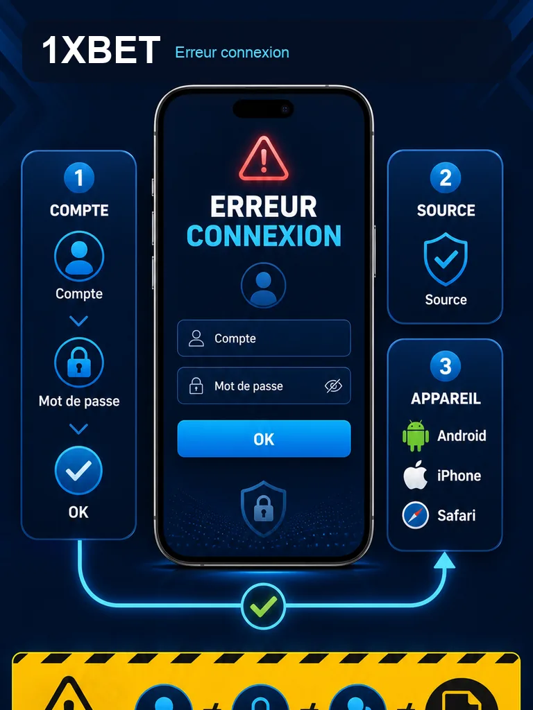 Infographie 1xBet APK - Erreur connexion