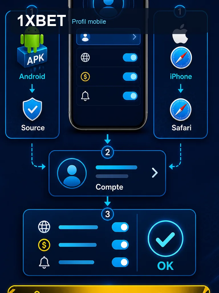 Infographie 1xBet APK - Profil mobile