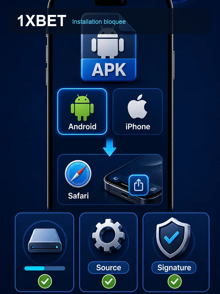 Infographie 1xBet APK - Installation bloquee