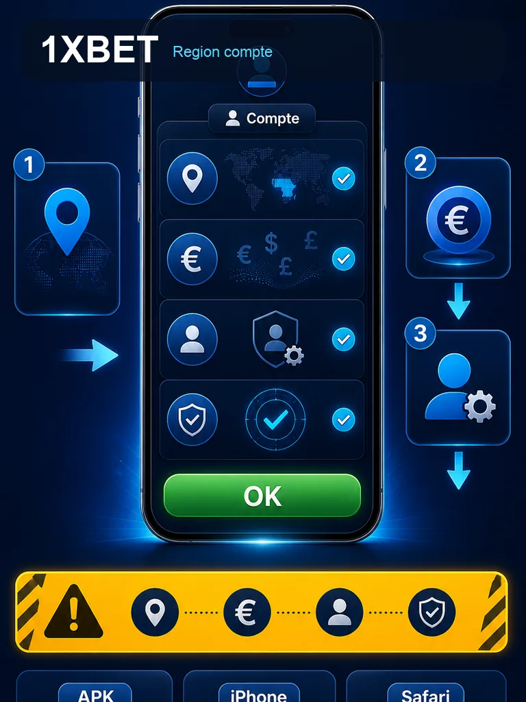 Infographie 1xBet APK - Region compte