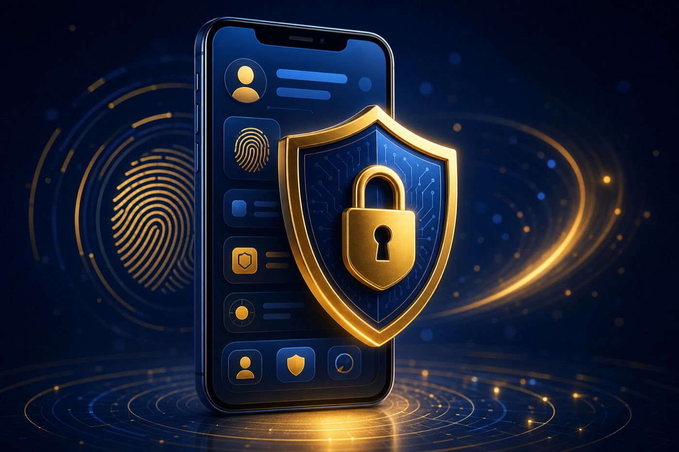 phone lock screen with a security shield in the 1xBet Android app