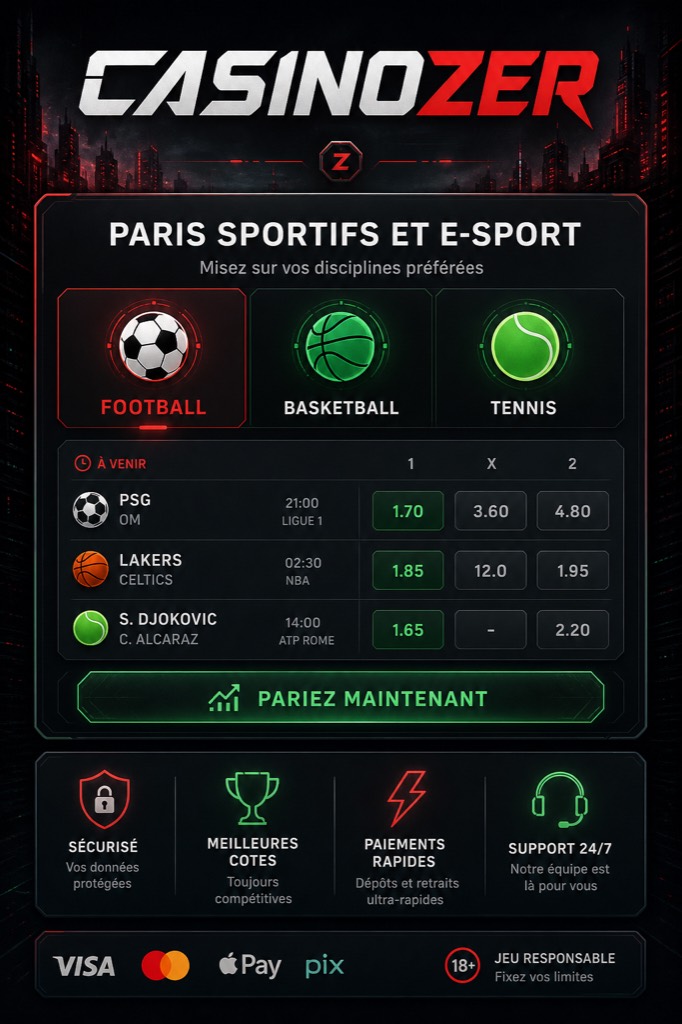 Section paris sportifs et e-sport sur mobile