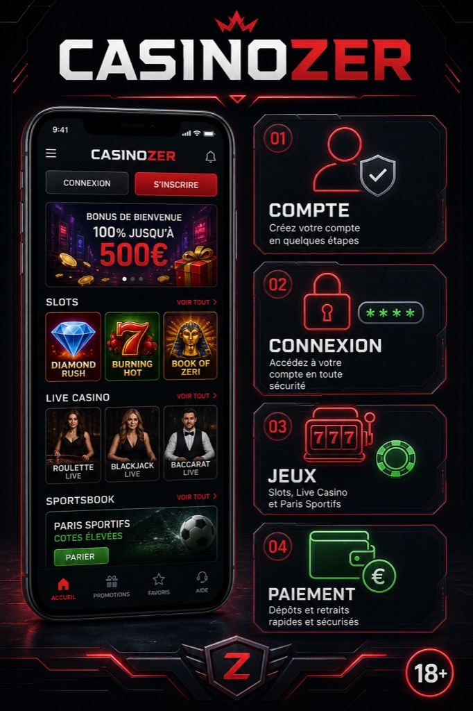 Lobby de casino francais affiche sur un ecran mobile